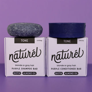 Purple Shampoo Bar & Conditioner Bar with Biotin & Almond Oil - naturél